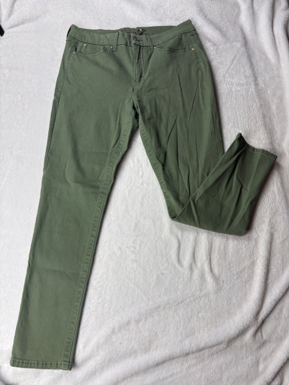 Seven7 Jeans Womens 14 Green High Rise Skinny Tummyless Stretch Denim Pants